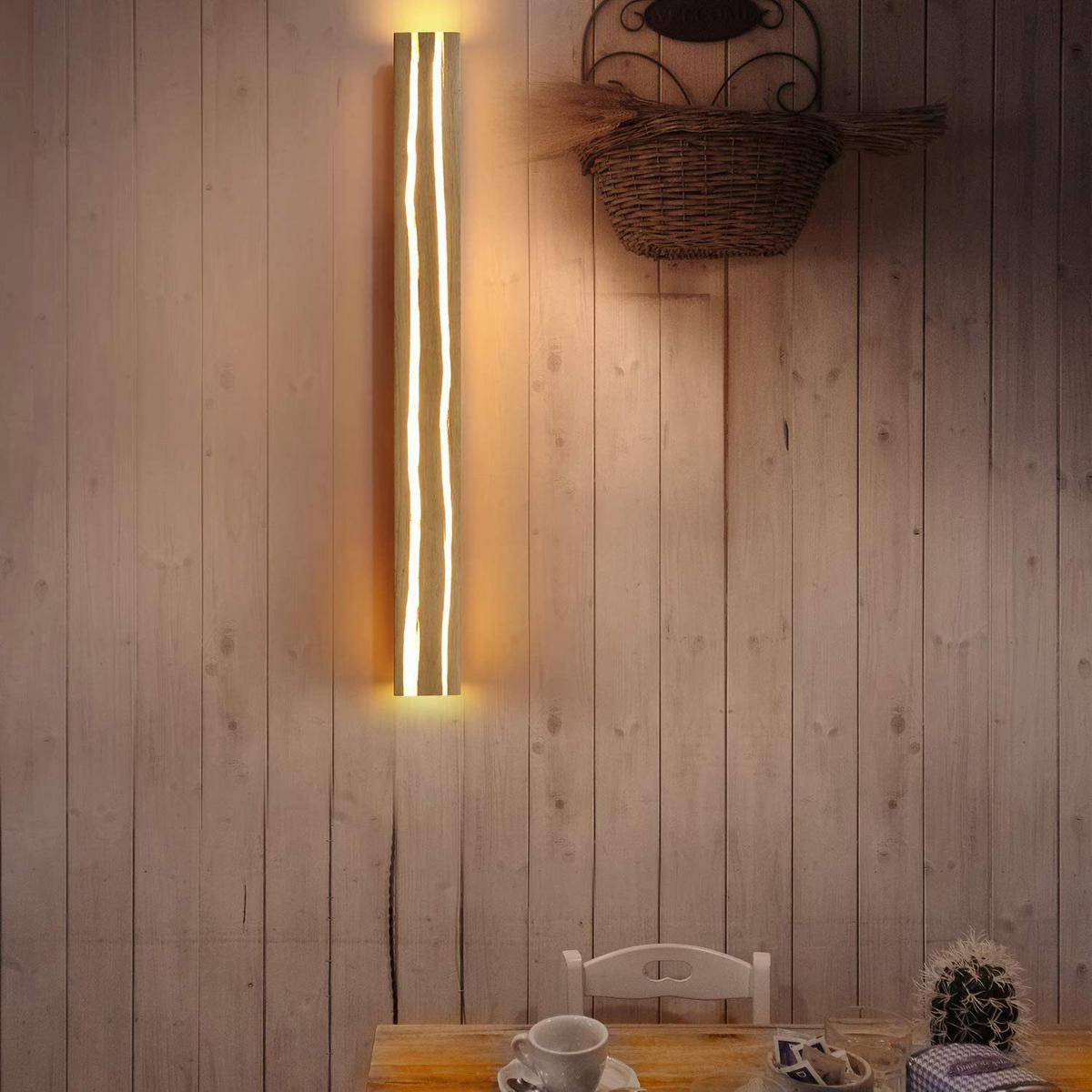 LED-WANDLEUCHTE Glimmerlite 100/10/7 cm - Braun, Holz (10/7/100cm) - ZMH