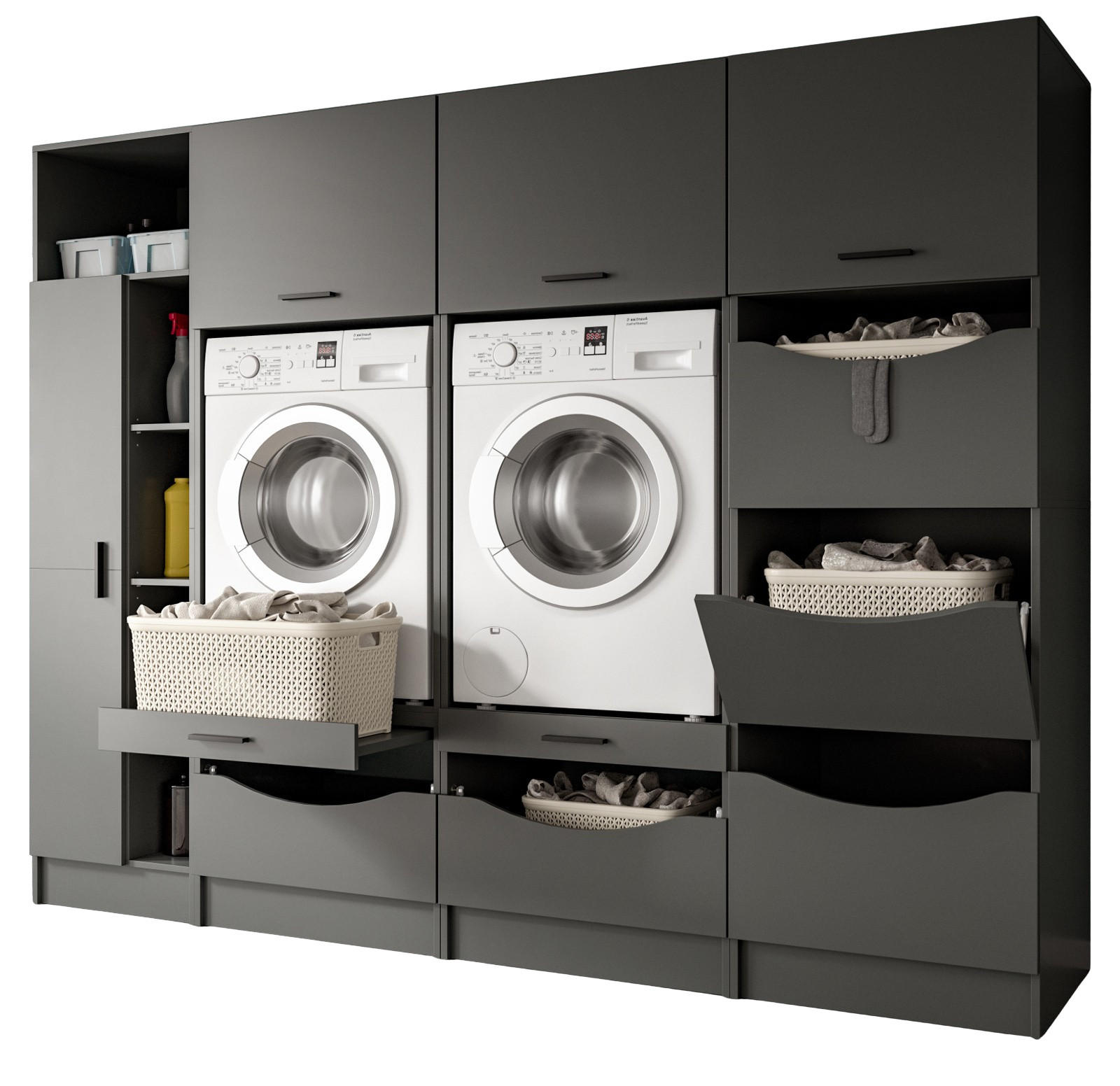 Inn.Furn Waschmaschinenschrank Grau 242x196x68 cm