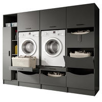 WASCHMASCHINENSCHRANK grau Set 4-teilig 242 x 196 cm, viel Stauraum - Schwarz/Grau, Holzwerkstoff/Kunststoff (242/196/68cm) - Inn.Furn