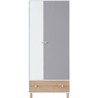 DREHTÜRENSCHRANK SANNIO 80/190/50cm 2-türig Weiß - Weiß/Grau, Holzwerkstoff (80/190/50cm) - MASSENO