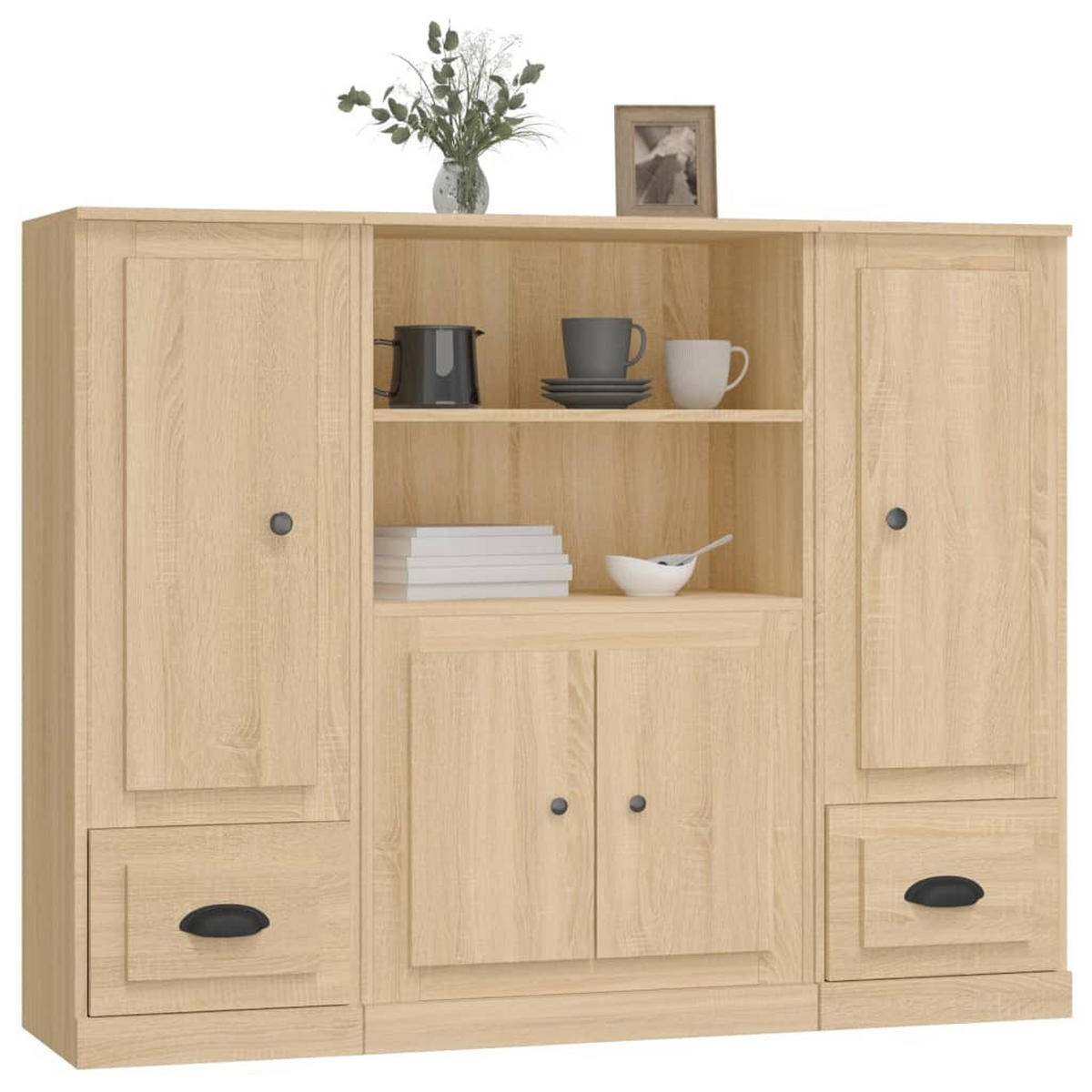 HIGHBOARDS 3 Stk. Sonoma-Eiche Holzwerkstoff - Braun, Holzwerkstoff (35.5/103.5/132cm) - vidaXL