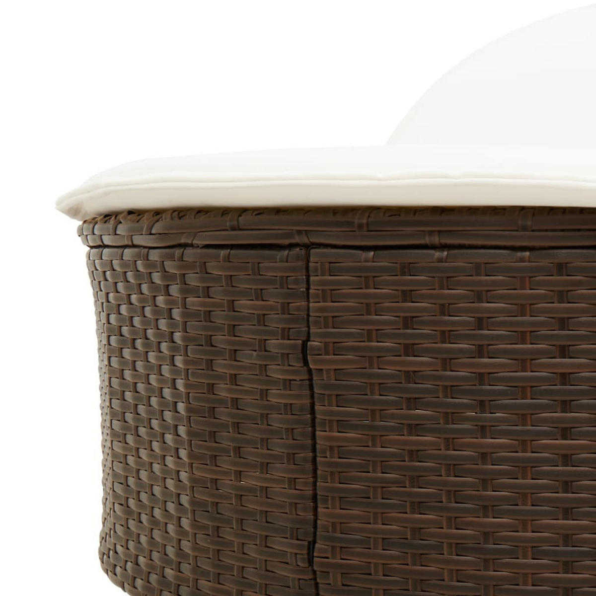 DOPPEL-SONNENLIEGE Mit Auflagen Braun Poly Rattan - Creme, Kunststoff (200/78/110cm) - vidaXL