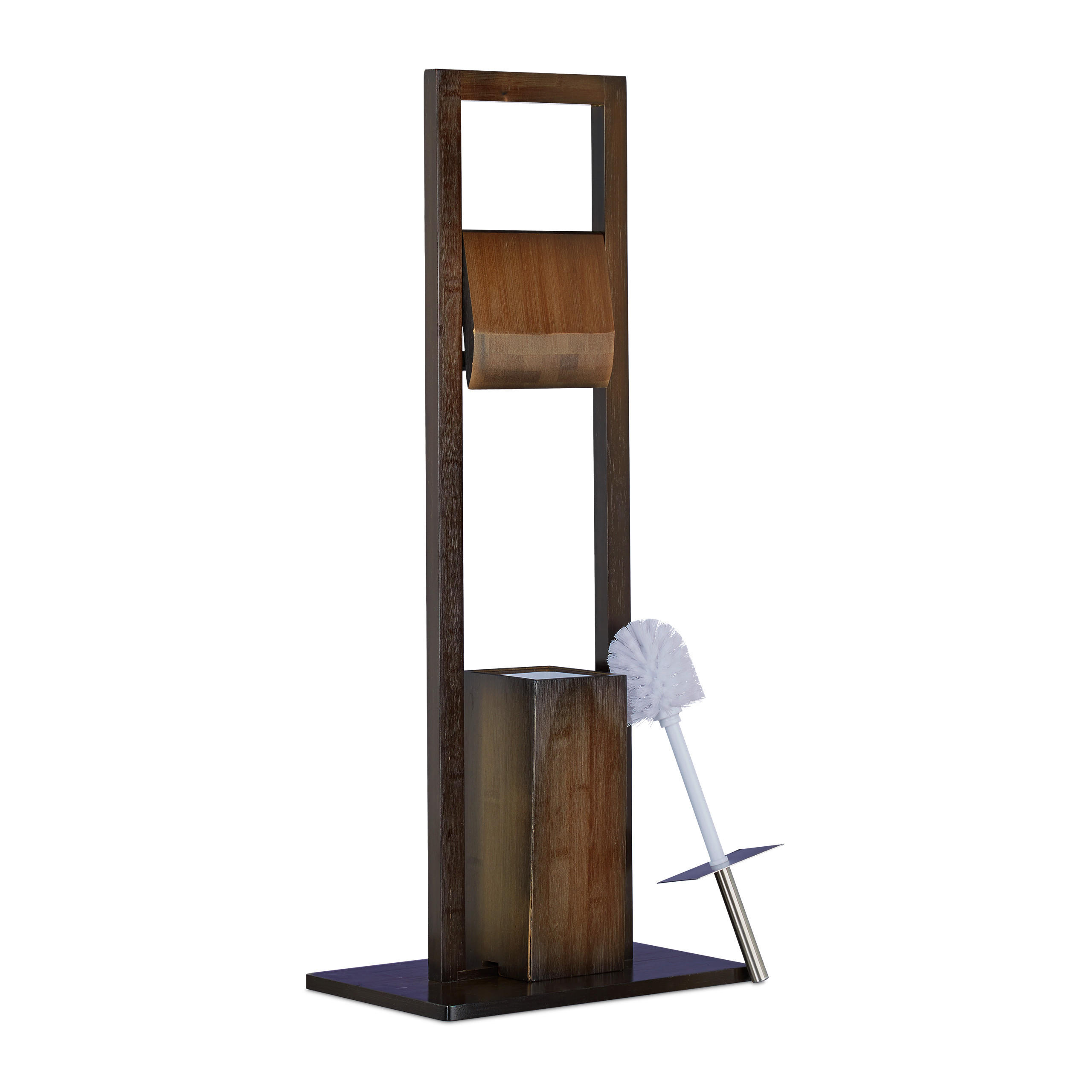 WC Garnitur - Dunkelbraun, Holz/Kunststoff (21/82/36cm) - Relaxdays