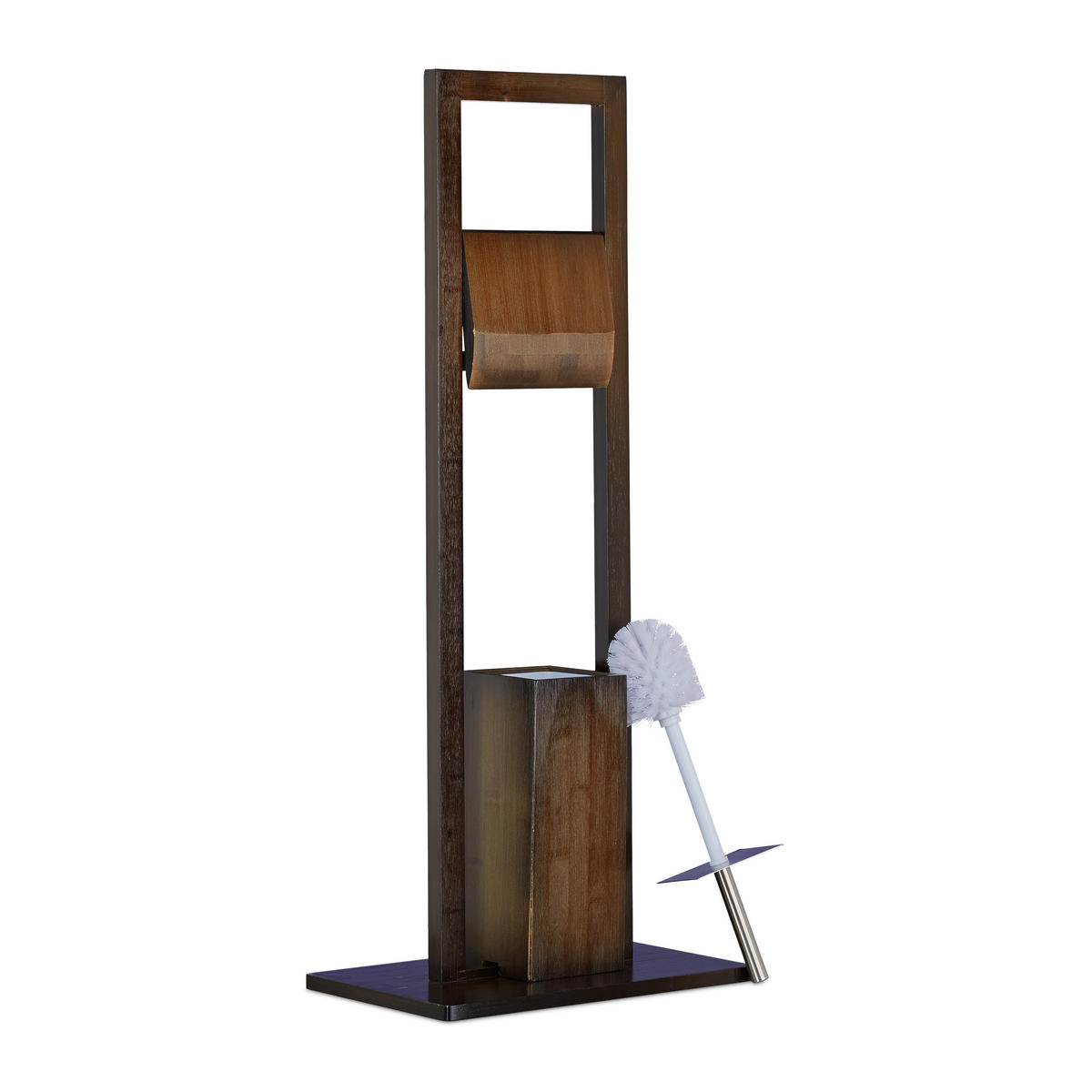WC Garnitur - Dunkelbraun, Holz/Kunststoff (21/82/36cm) - Relaxdays