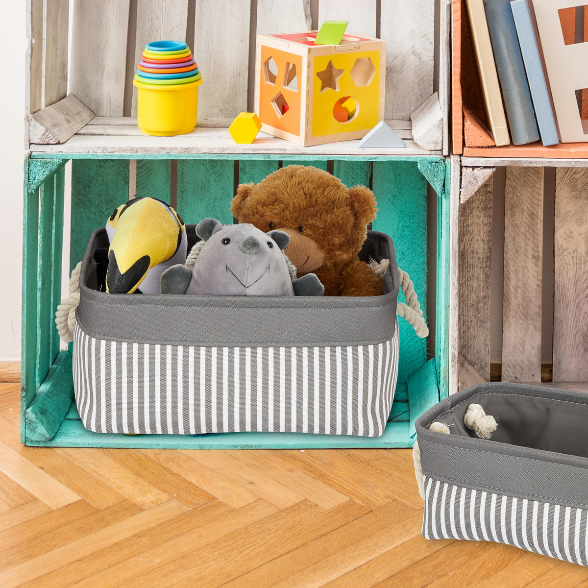 AUFBEWAHRUNGSKÖRBE - Grau, Textil (40/22/30cm) - Relaxdays