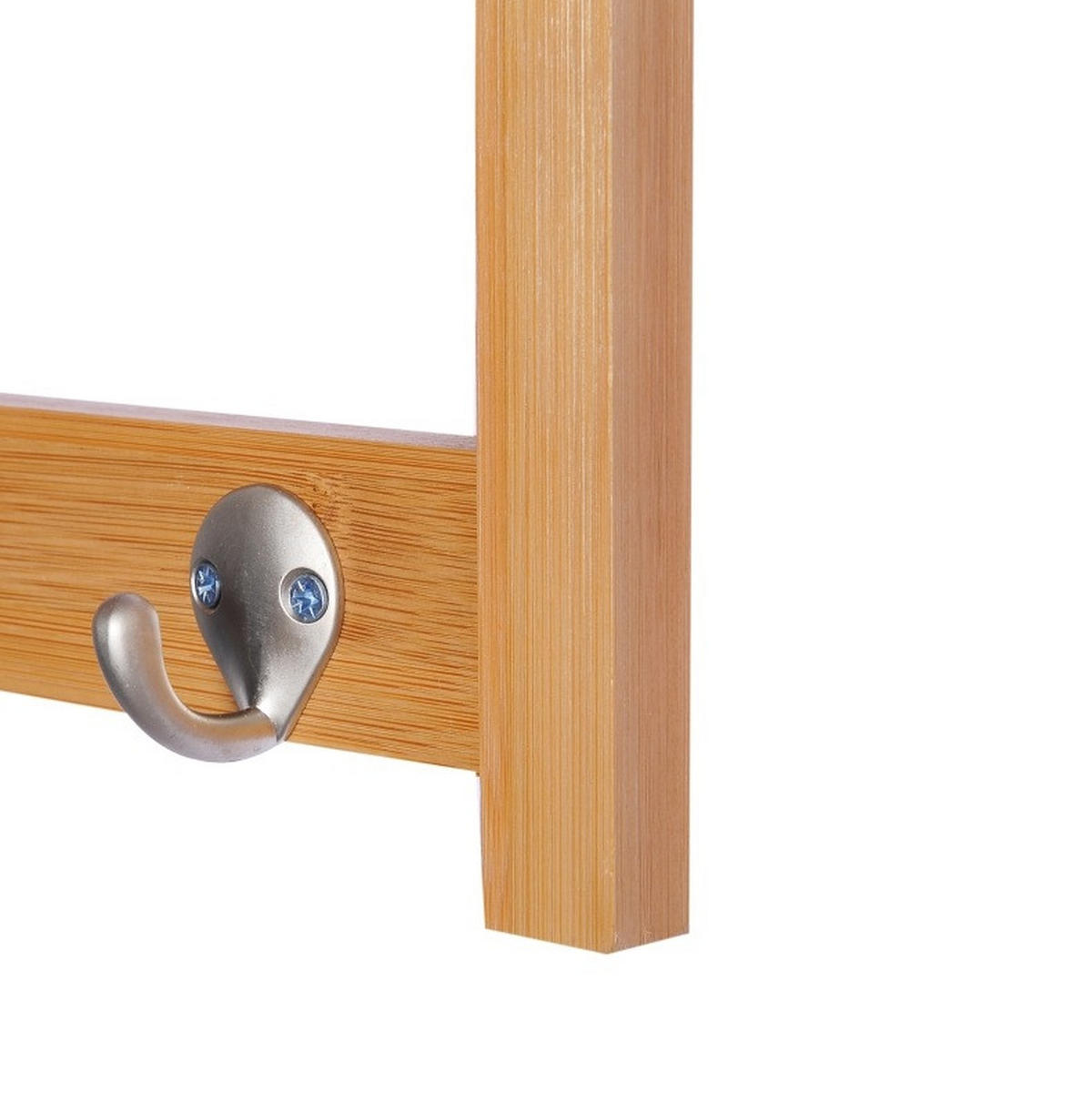 WANDGARDEROBE 50/16/17,5 cm zur Wandmontage mit Ablage und 4 Metallhaken aus Bambus, Naturholz - Naturfarben, Holzwerkstoff (50/17.5/16cm) - Redom