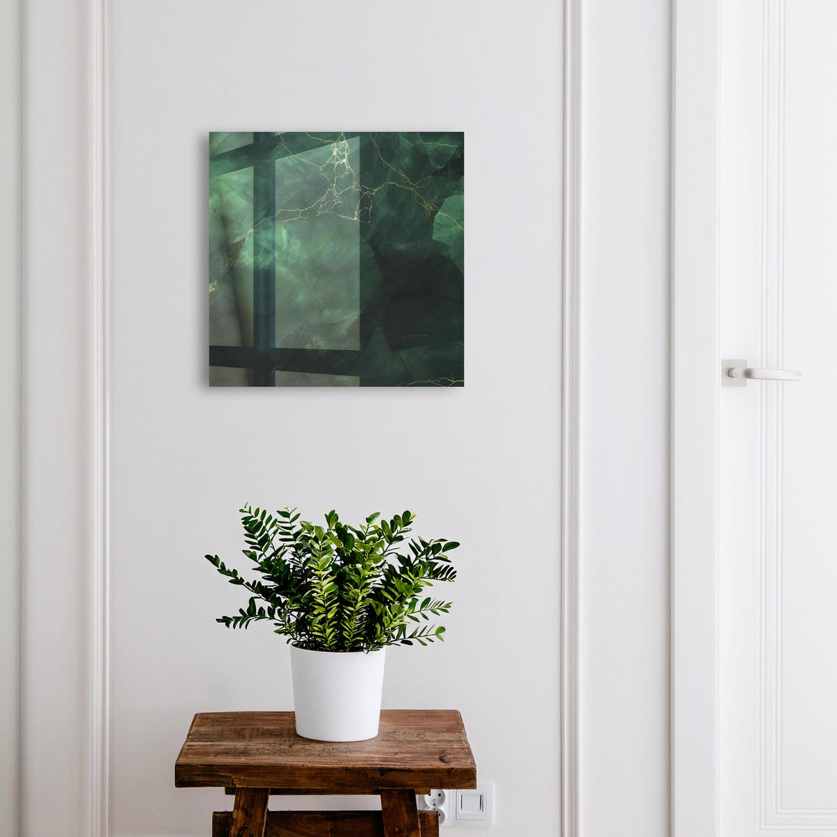 SCHLÜSSELBOX Schwarz 30x30 cm- Türöffnung nach rechts - Grüne Eleganz - Grün, Metall (30/30/5cm) - TULUP