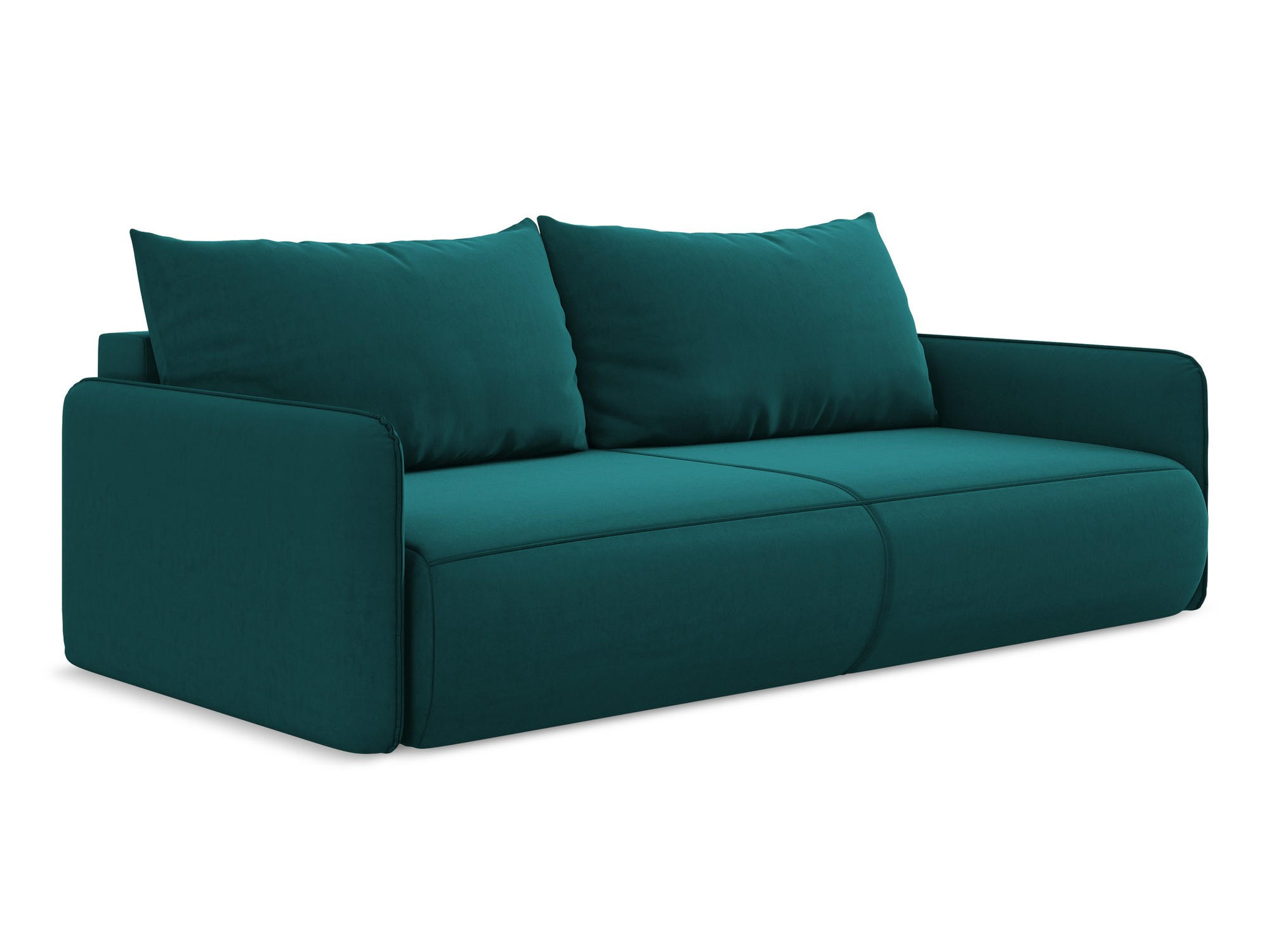 3-SITZER SOFA mit Schlaffunktion Samt Stoff Blau - Blau/Petrol, Kunststoff/Textil (216/86/105cm) - Makamii