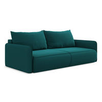 3-SITZER SOFA mit Schlaffunktion Samt Stoff Blau - Blau/Petrol, Kunststoff/Textil (216/86/105cm) - Makamii