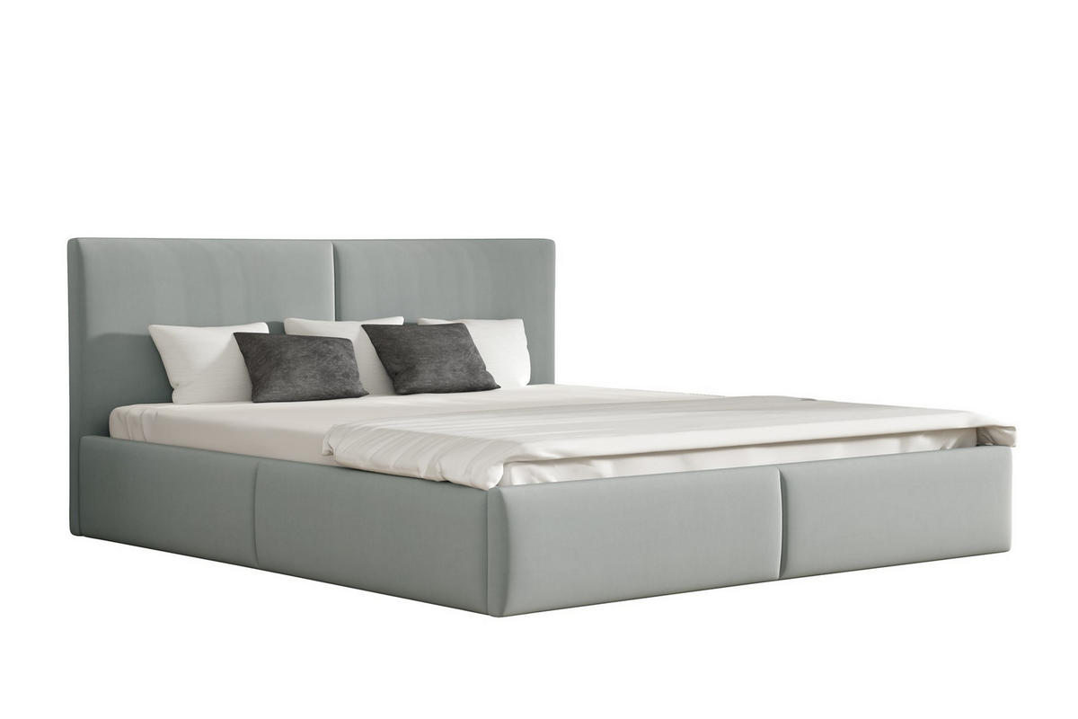 POLSTERBETT Bergen Magic Velvet - Hellgrau, Holzwerkstoff/Textil (160/200cm) - Fun Möbel