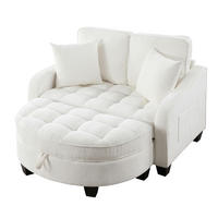SCHLAFSOFA 2-in-1 mit Hocker und Stauraum, Beige - Beige, Holz (132/93/129cm)