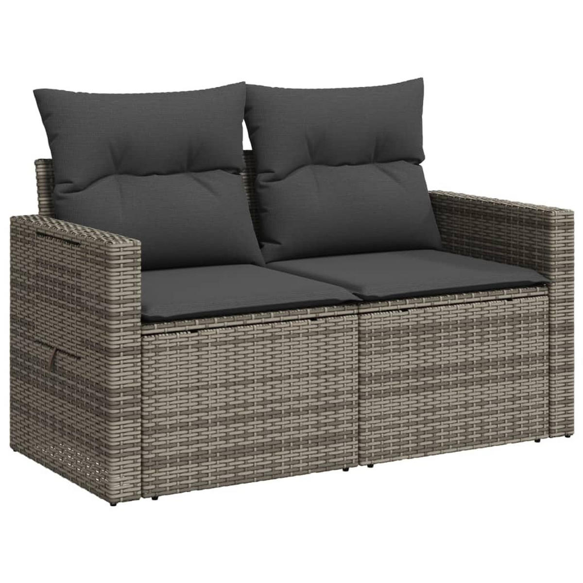 GARTENSOFA 2-Sitzer Mit Kissen Grau Poly Rattan - Grau, Kunststoff (124/69/62cm) - vidaXL