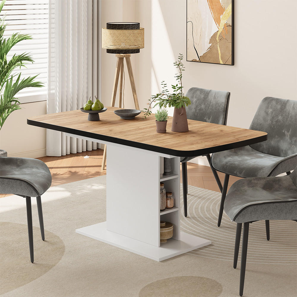 ROZKLÁDACÍ JÍDELNÍ STŮL Fenaro Černá/zlatý dub/bílá - medově dubová, kompozitní dřevo (80/120/77.3cm) - Vicco