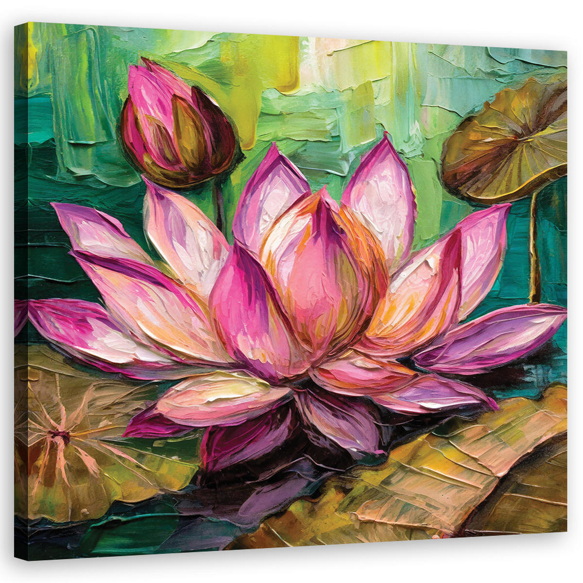 WANDBILD lotus blume aquarell - Pink, Textil (50/50cm) - Feeby