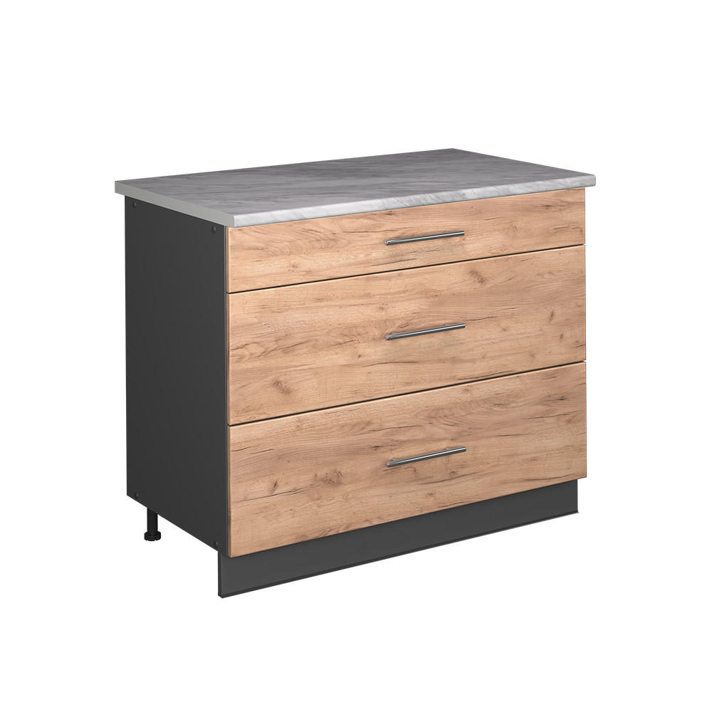 KÖKSUNDERSKÅP Fame-Line, Goldkraft ek/antracit, 100 cm, AP Marble Honungsek, Antracit 82/100/60 cm