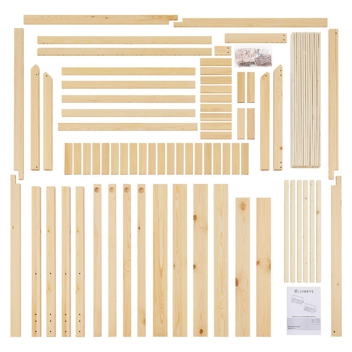 KINDERBETT Marli natur 90x200 cm - Naturfarben, Holz (90/200cm) - Juskys