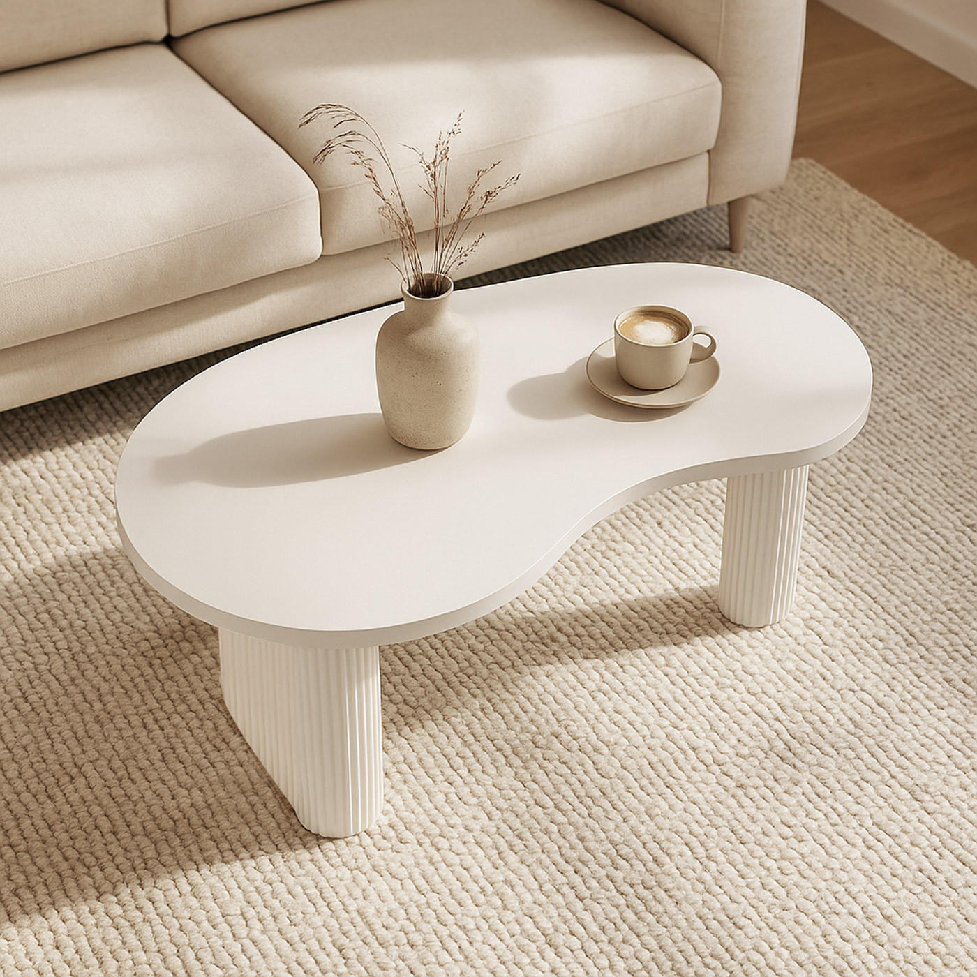 COUCHTISCH organisch Weiß - Weiß, Holz (60/110/45cm) - MCW