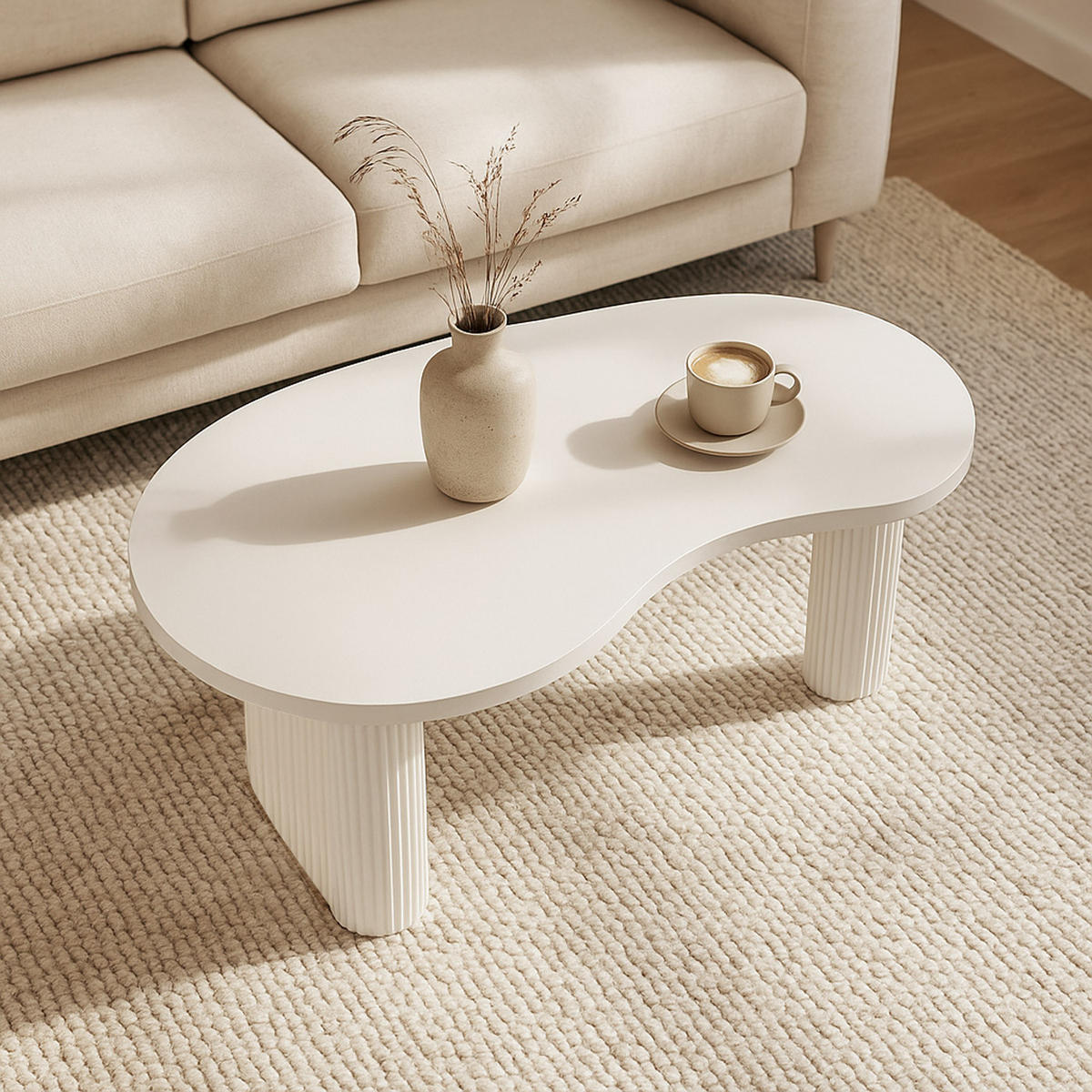 COUCHTISCH organisch Weiß - Weiß, Holz (60/110/45cm) - MCW