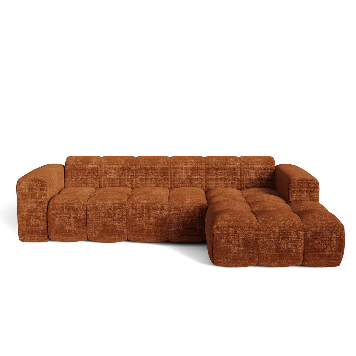ECKSOFA rechtwinklig BLOOM Geprägter Samt Terrakotta 290cm - Dunkelorange/Terracotta, Textil (290/164cm) - Premium Interiors