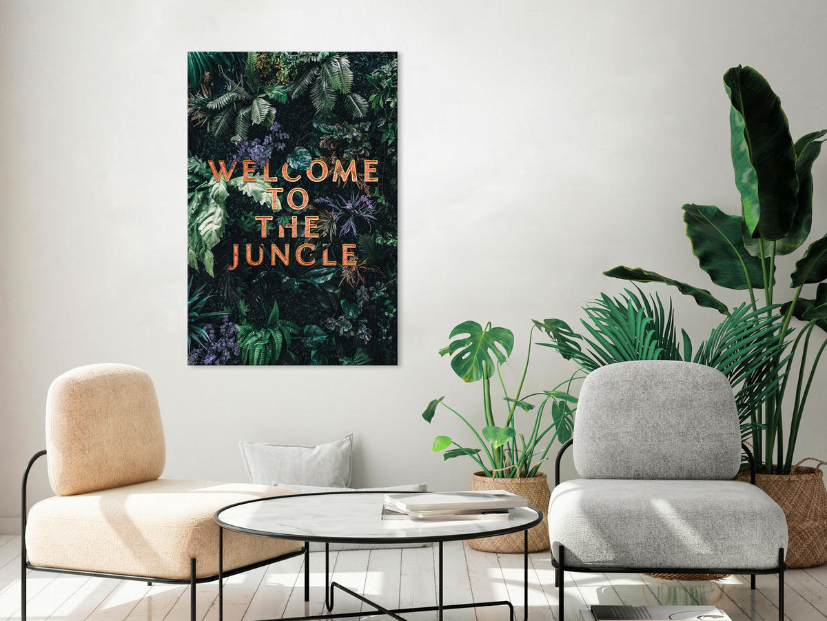 KUNSTDRUCK Grün 60/90 cm - Orange/Grün, Textil (60/90cm) - KUNSTLOFT