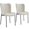 POLSTERSTUHL 2er Set Tessa 54 x 62 x 90 cm Webstoff off-white/schwarz - Schwarz/Weiß, Textil (54/90/62cm) - tectake