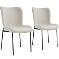 POLSTERSTUHL 2er Set Tessa 54 x 62 x 90 cm Webstoff off-white/schwarz - Schwarz/Weiß, Textil (54/90/62cm) - tectake