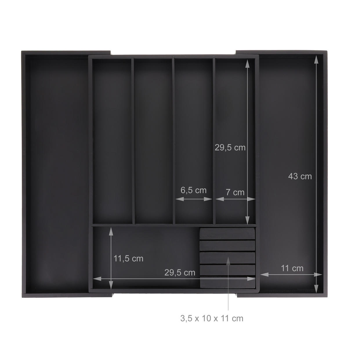 BESTECKKASTEN - Schwarz, Holz/Holzwerkstoff (32.5/5/44.5cm) - Relaxdays