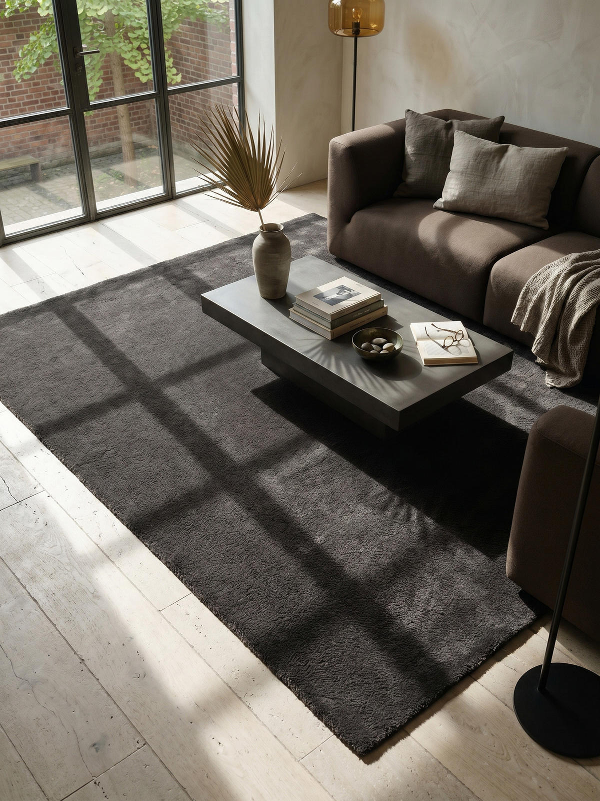 KURZFLORTEPPICH Antirutsch Uni RUTOR Polyester Anthrazit 160 x 220 cm - Anthrazit, Textil (160/220cm) - KADIMA DESIGN