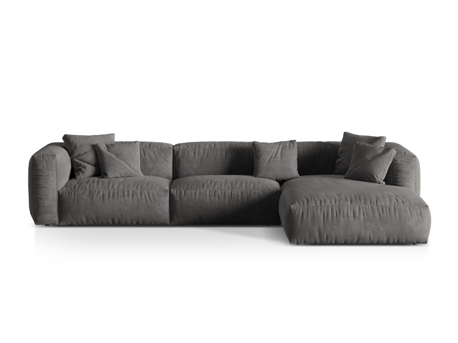 ECKSOFA modular rechts Martina aus Samt grau 3 Sitzplätze - Grau, Textil (176/332cm) - Micadoni