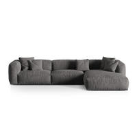 ECKSOFA modular rechts Martina aus Samt grau 3 Sitzplätze - Grau, Textil (176/332cm) - Micadoni