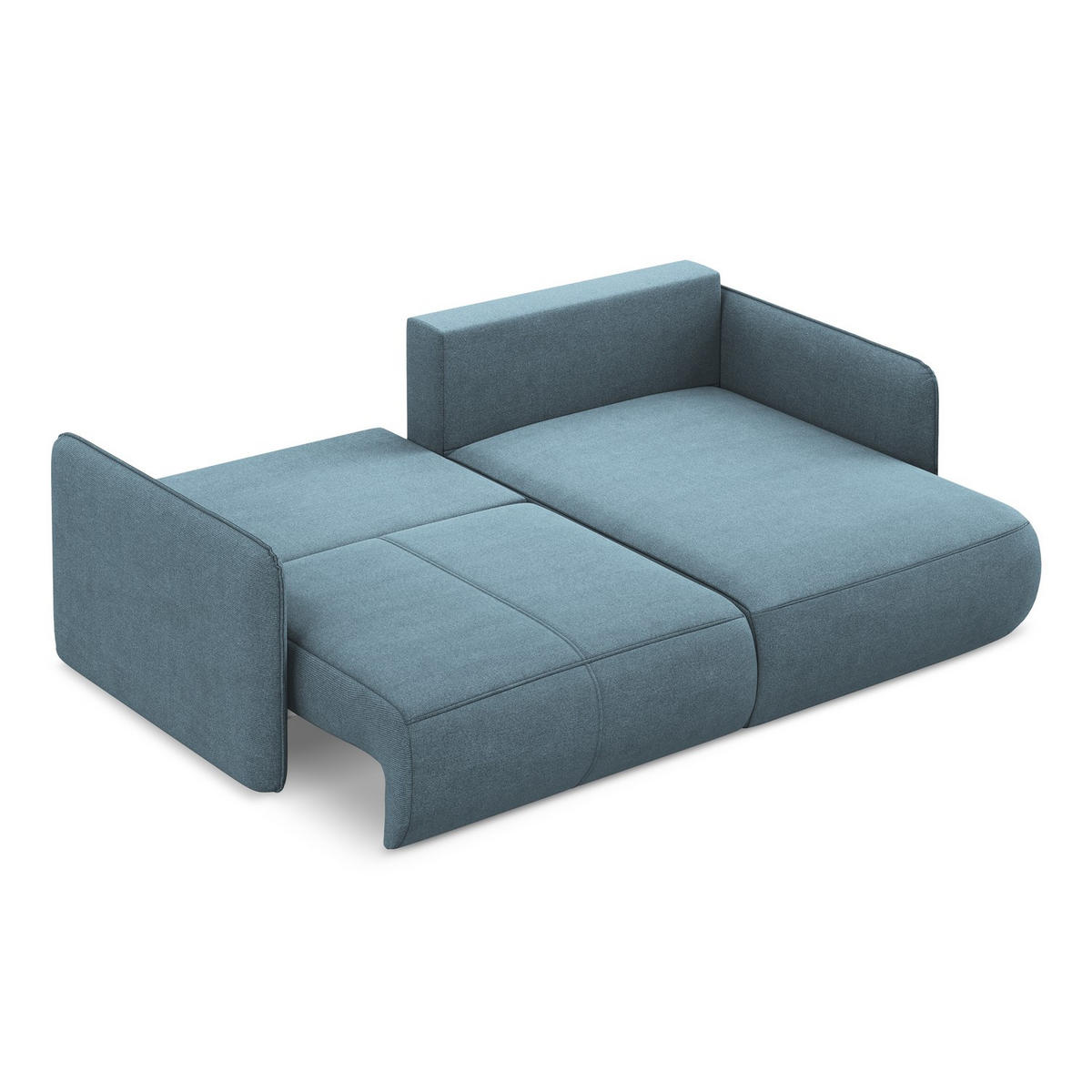 ECKSOFA mit Schlaffunktion Strukturstoff Stoff Blau - Blau/Schwarz, Kunststoff/Textil (207/148cm) - LaMiaSofa