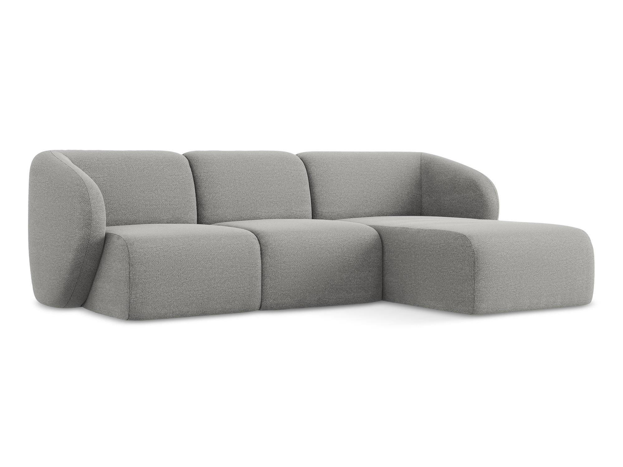 ECKSOFA Rechts Bouclé Stoff Grau - Hellgrau/Schwarz, Holzwerkstoff/Kunststoff (248/166cm) - Makamii