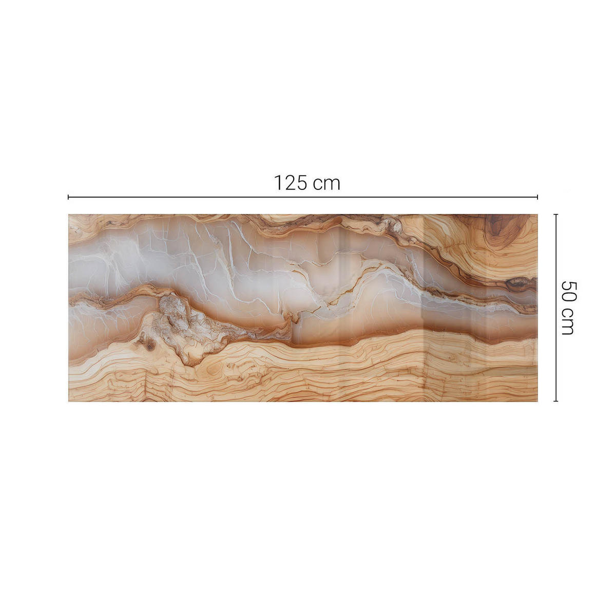 TISCHPLATTE 125x50 cm Naturholz mit Harzdetails - Beige, Glas (125/50/0.4cm) - TULUP