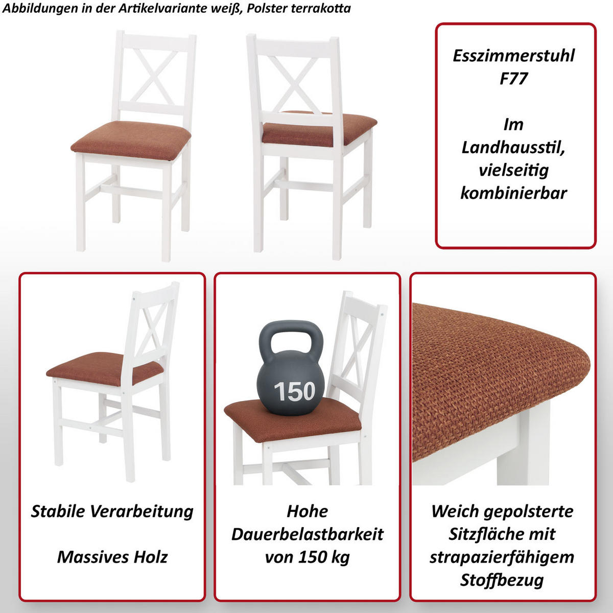 ESSZIMMERSTUHL Weiß, Schwarz 2er-Set - Schwarz/Weiß, Holz (43/85/44cm) - Jamb