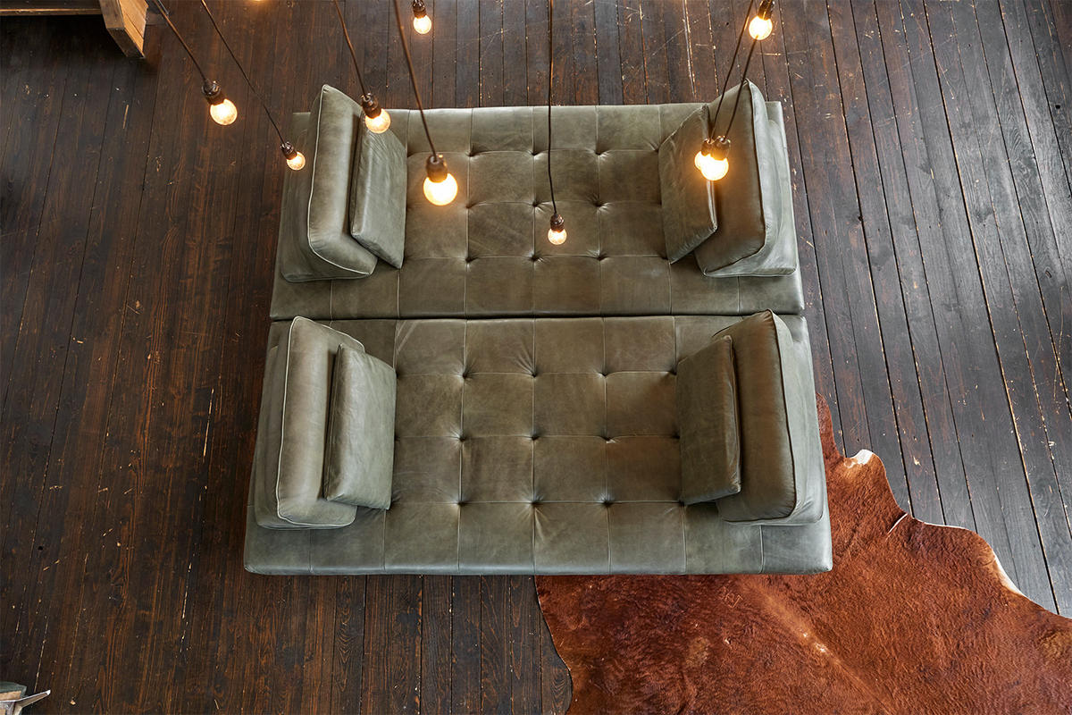 MODULSOFA WIOLO Grün Leder - Silberfarben/Grün, Leder (350/83/240cm) - KAWOLA