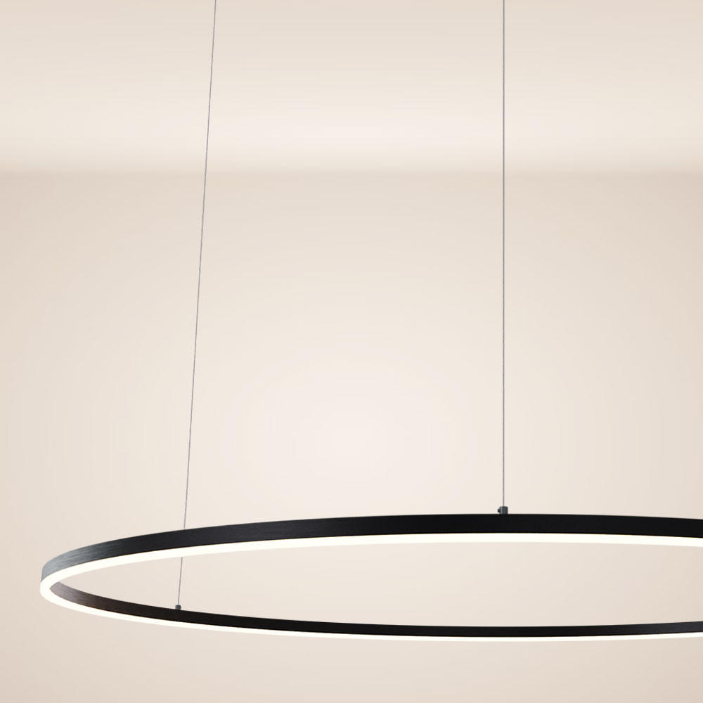 LED-HÄNGELAMPE Ring Schwarz Ø 150cm - Schwarz, Metall (150/150/3.3cm) - s.luce