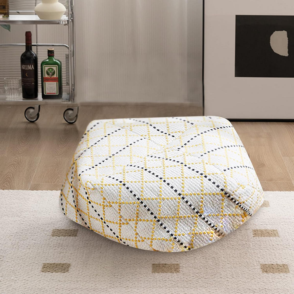 BODENKISSEN-BEZUG mit Rautenmuster gelb - Gelb, Textil (53/53/20cm) - Vercart