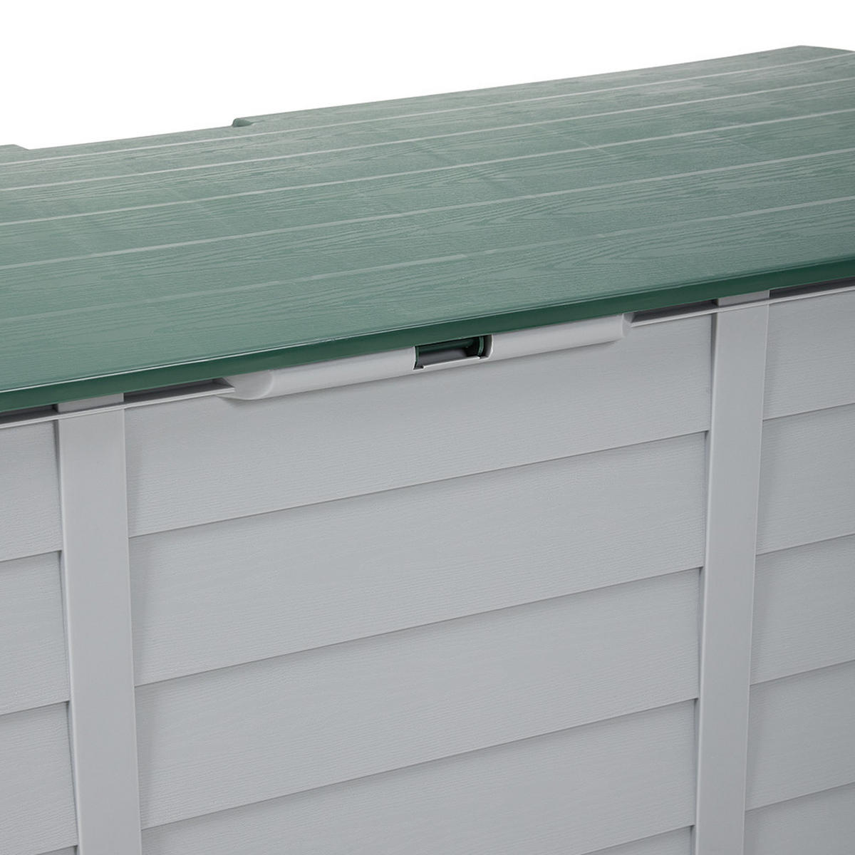 GARTENBOX 290L aus PP Kunststoff in Grün+Hellgrau mit Rollen, Modell Robuste Konstruktio 112 cm B x 49 cm T x 54 cm H - Grün, Kunststoff (112/54/49cm) - Livingandhome
