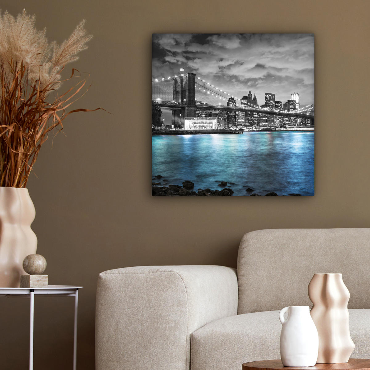 LEINWANDBILD New York - Skyline - Stadt - Blau 50x50 cm - Blaugrau, Textil (50/50cm) - MuchoWow