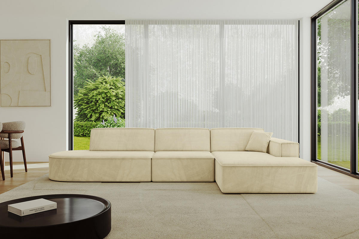 ECKSOFA Ottomane Rechts IREA-L2-v4 - 328x171x79 cm Beige - Taupe, Holzwerkstoff/Textil (171/328cm) - ALTDECOR