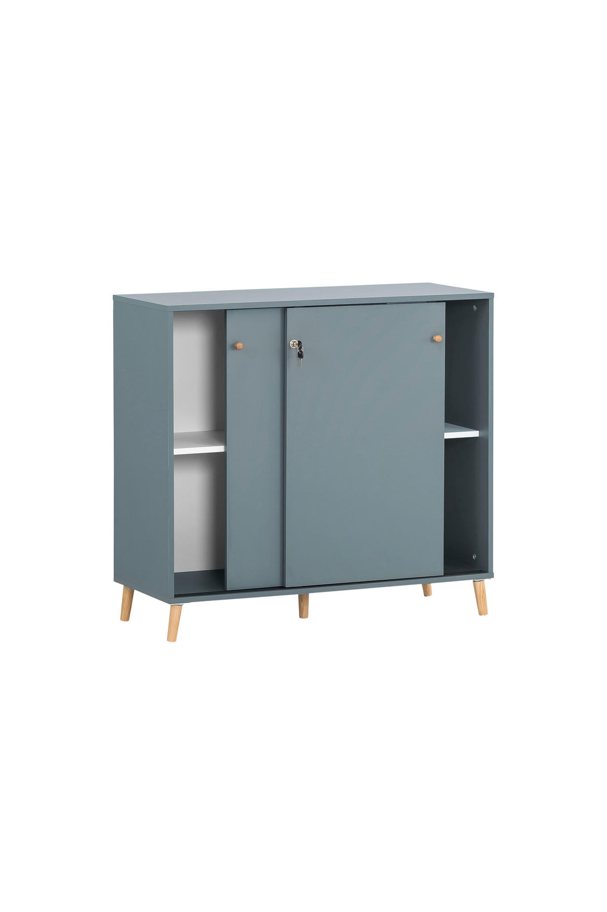 AKTENSCHRANK Jaguar Large 92,6x100x41 cm 2 Fächern & 2 abschließbare Schiebetüren Blau - Blau, Holz (100/92.6/41cm) - PROREGAL
