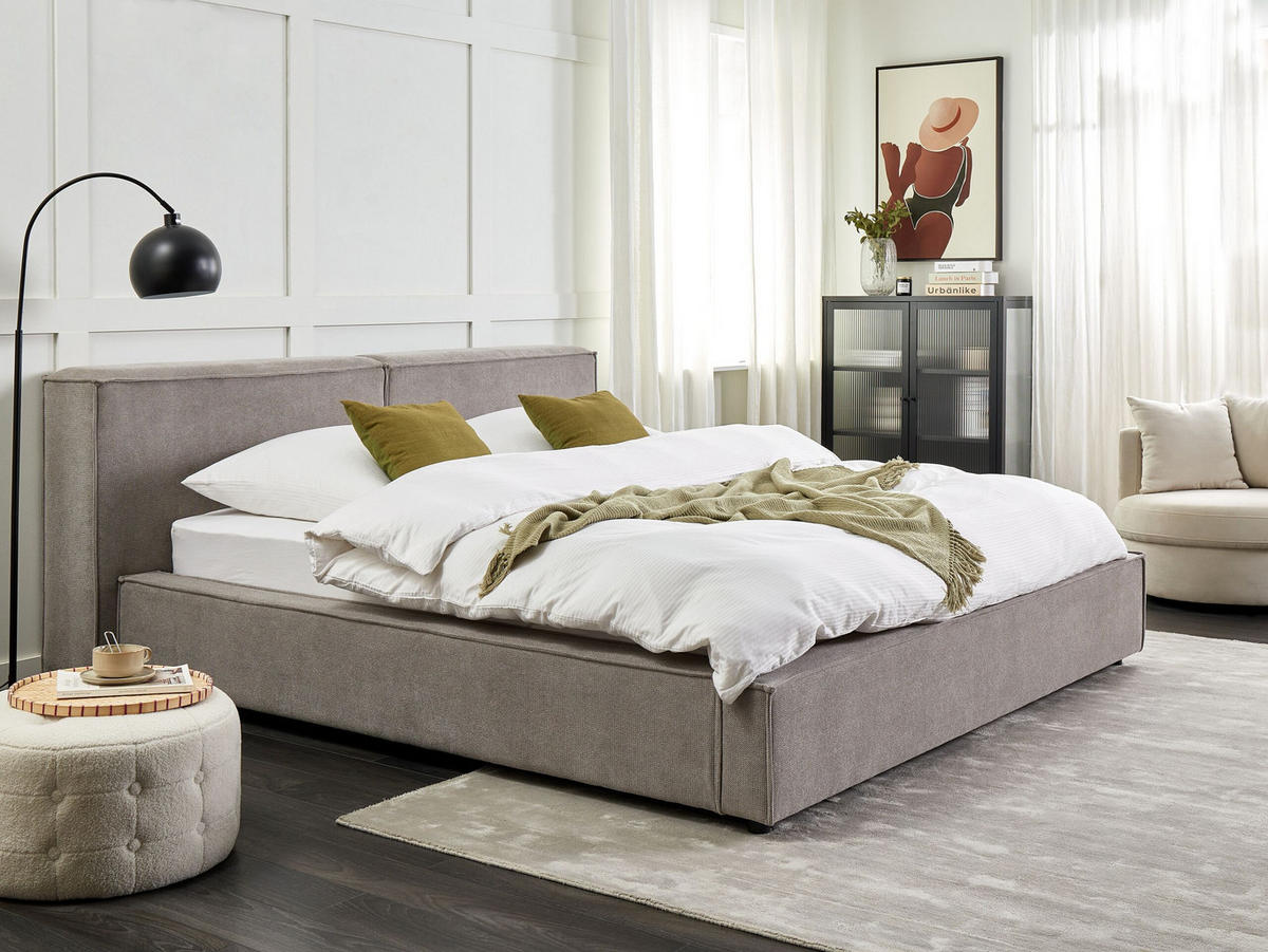 POLSTERBETT 180/200cm Grau Linards - Grau, Textil (180/200cm) - Beliani