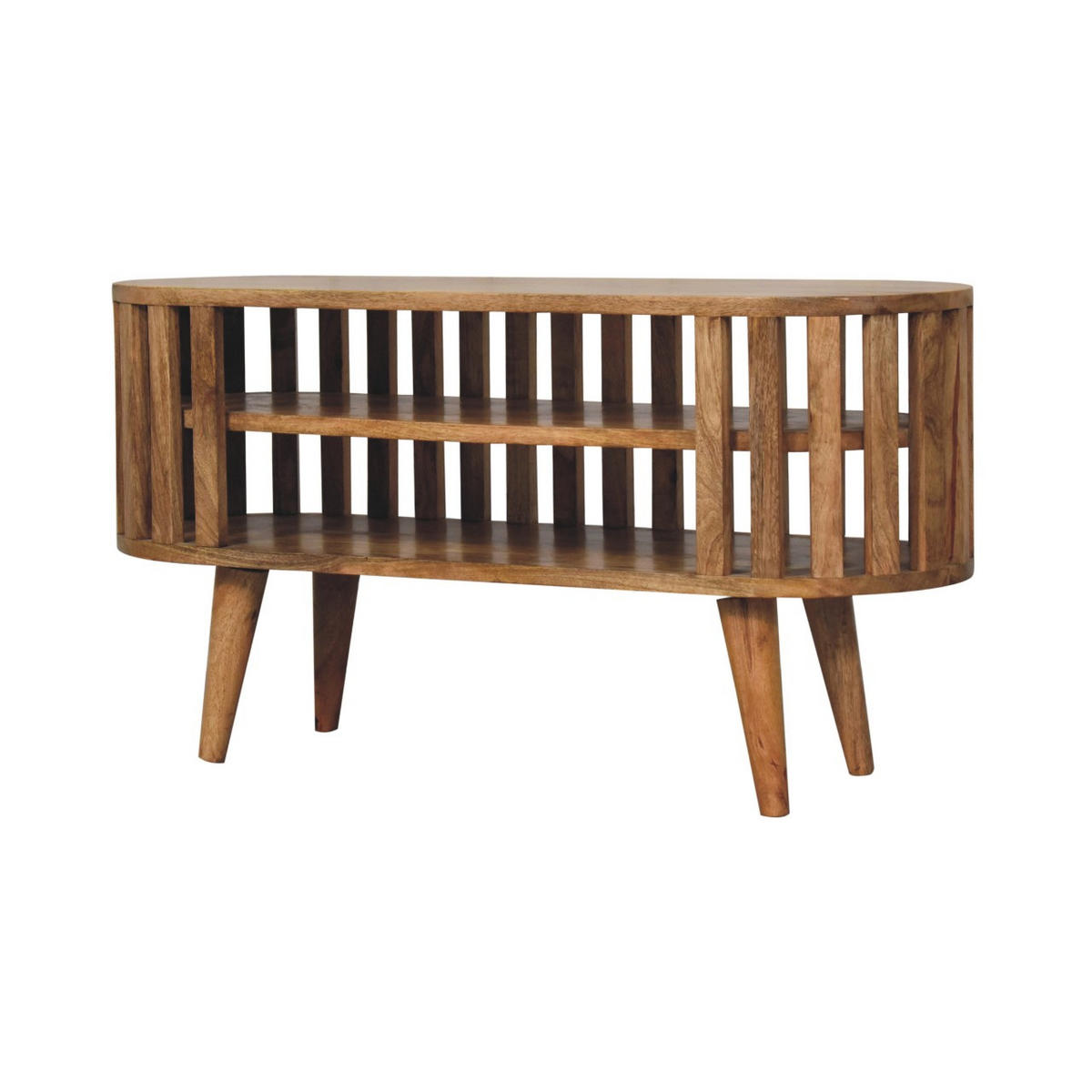 TV-MÖBEL Mini Ariella, 2 Offene Regale, Hellbraun - Hellbraun/Beige, Mangoholz/Holz (88/47/30cm) - Artisan Furniture