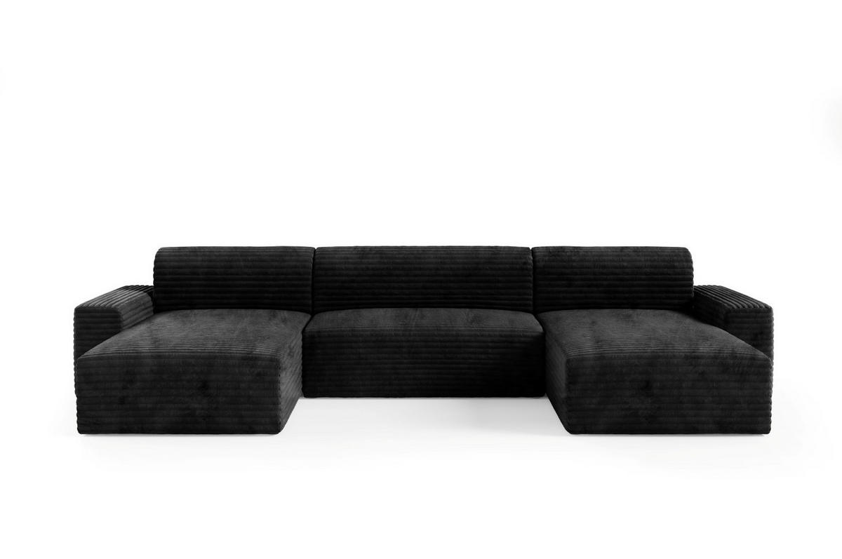 WOHNLANDSCHAFT mit Schlaffunktion Schwarz - Schwarz, Holz/Holzwerkstoff (300/70/185cm) - Furnisell
