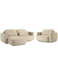 SITZGARNITUR ELOSA - Beige, Holz/Textil (245/85/165cm) - KONSIMO®