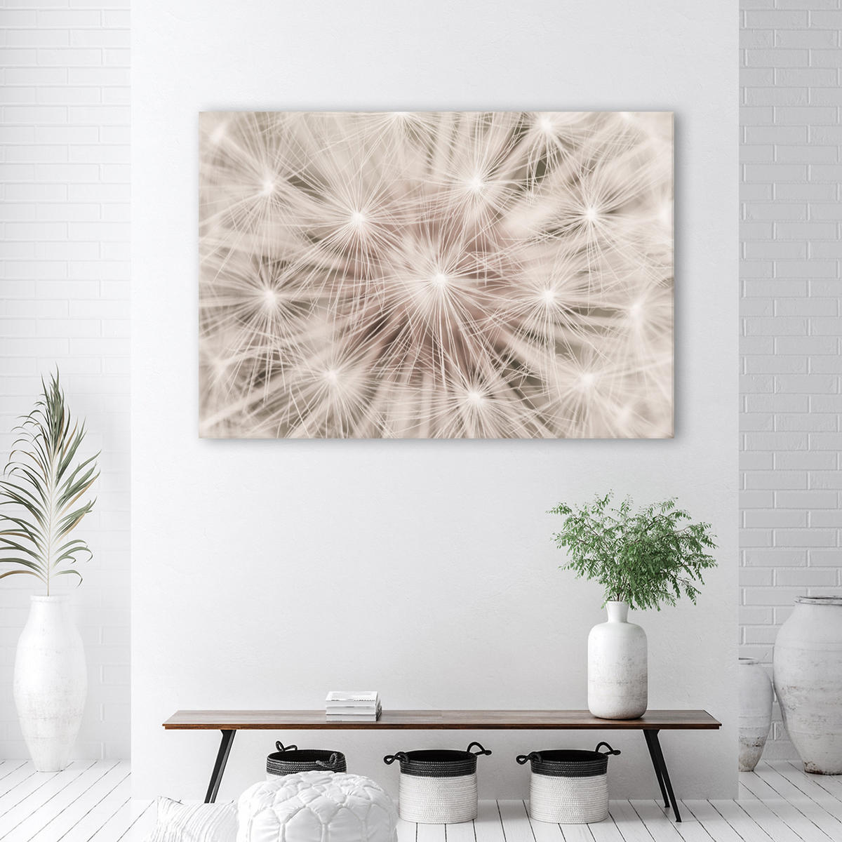 WANDBILD pusteblume natur makro - Beige, Textil (60/40cm) - Feeby