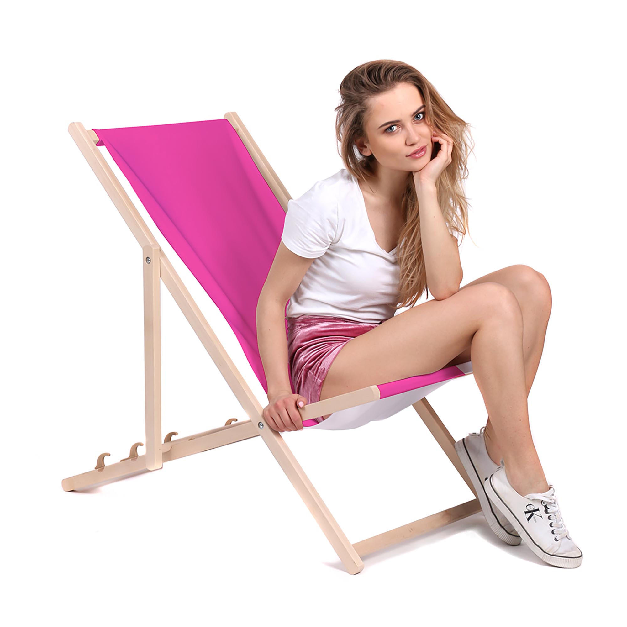 HOLZLIEGESTUHL klappbar Buchenholz Rose M - Rosa, Holz (54/85/92cm) - Dreamroots