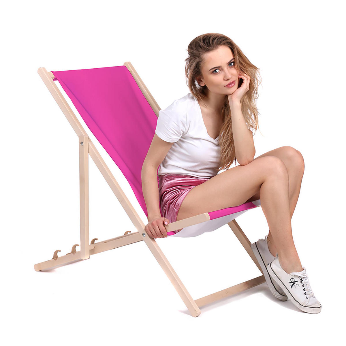 HOLZLIEGESTUHL klappbar Buchenholz Rose M - Rosa, Holz (54/85/92cm) - Dreamroots