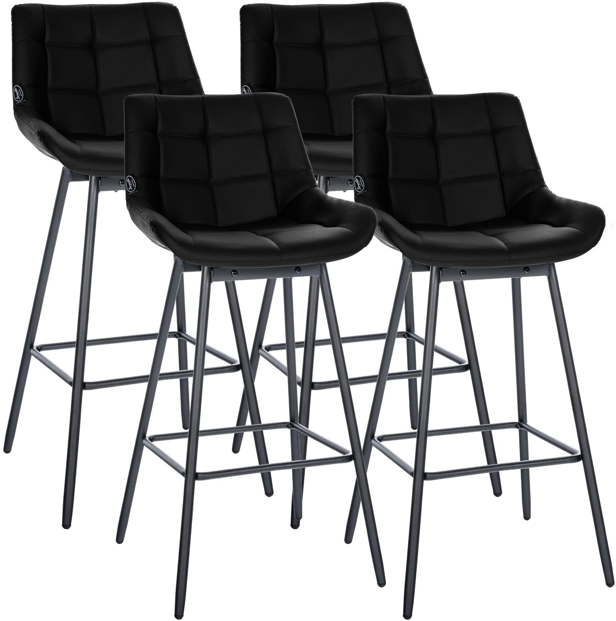 BARHOCKER 4 Lederlook Schwarz - Schwarz, Textil/Metall (49/105/56cm) - CLP