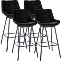 BARHOCKER 4 Lederlook Schwarz - Schwarz, Textil/Metall (49/105/56cm) - CLP